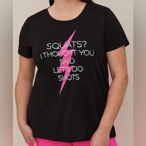 Torrid Active open back squats/shots black tee in size 3X